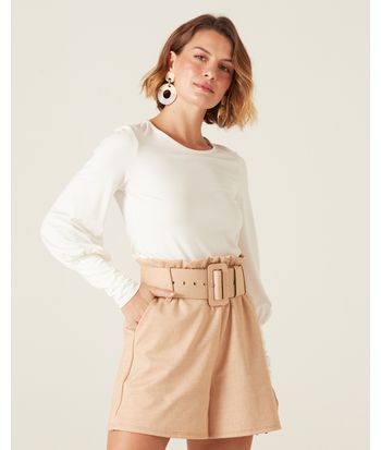 Blusa Feminina Manga Bufante Em Viscose Stretch