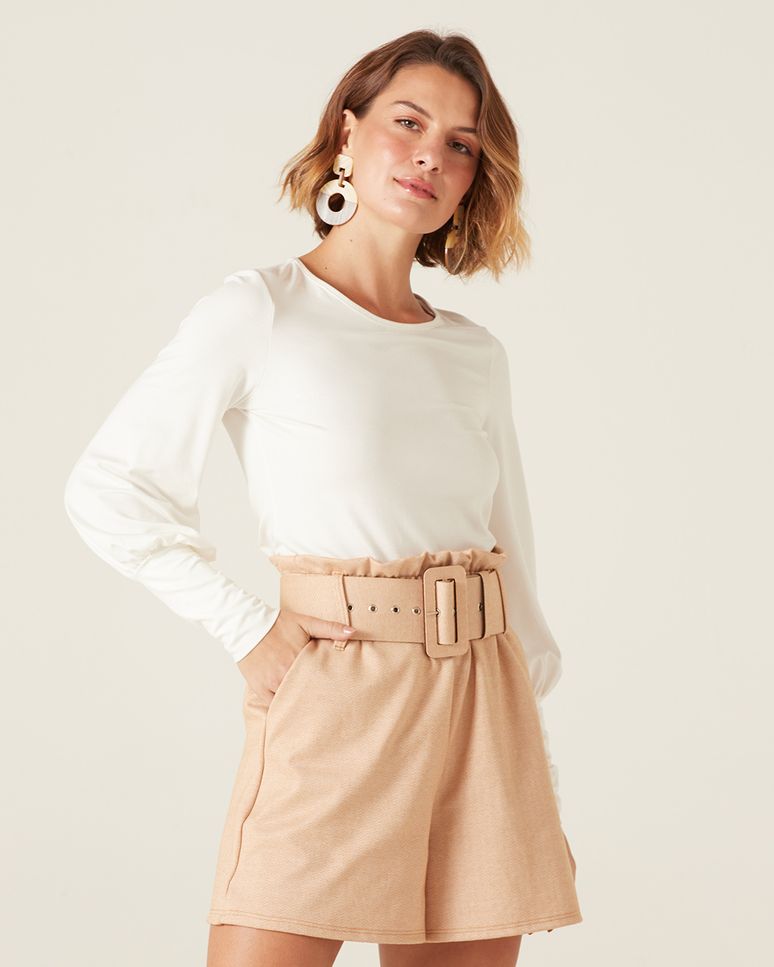 Blusa Feminina Manga Bufante Em Viscose Stretch