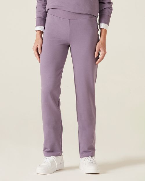 Calça Básica Feminina Cós Elástico Em Moletom Stretch Flanelado