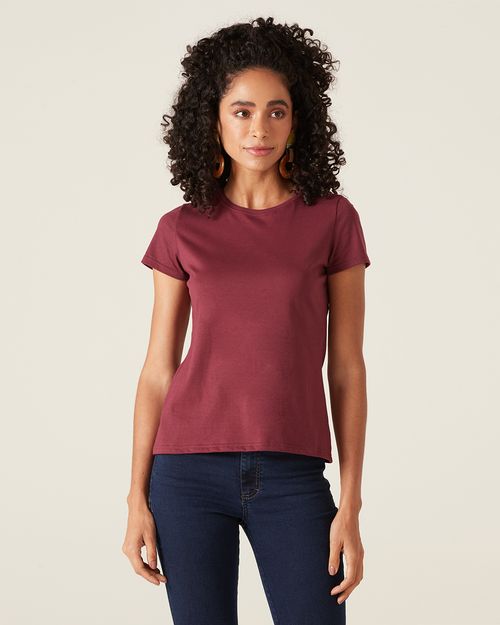 Blusa Básica Feminina Baby Look Em Algodão