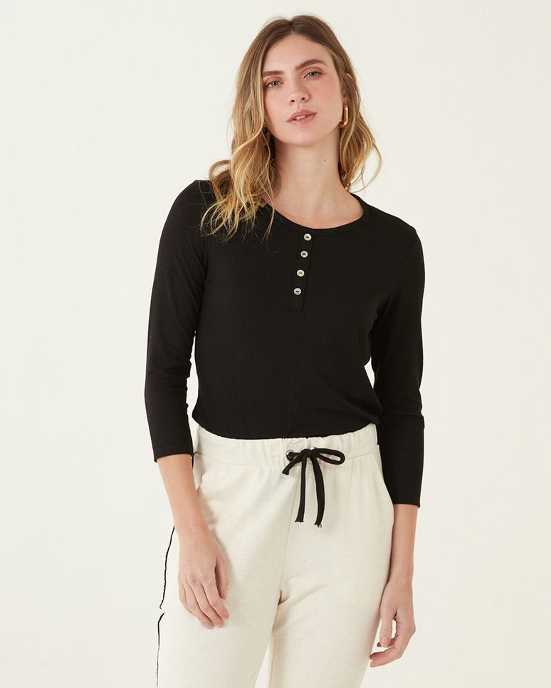 Blusa Em Canelado De Viscose Malwee