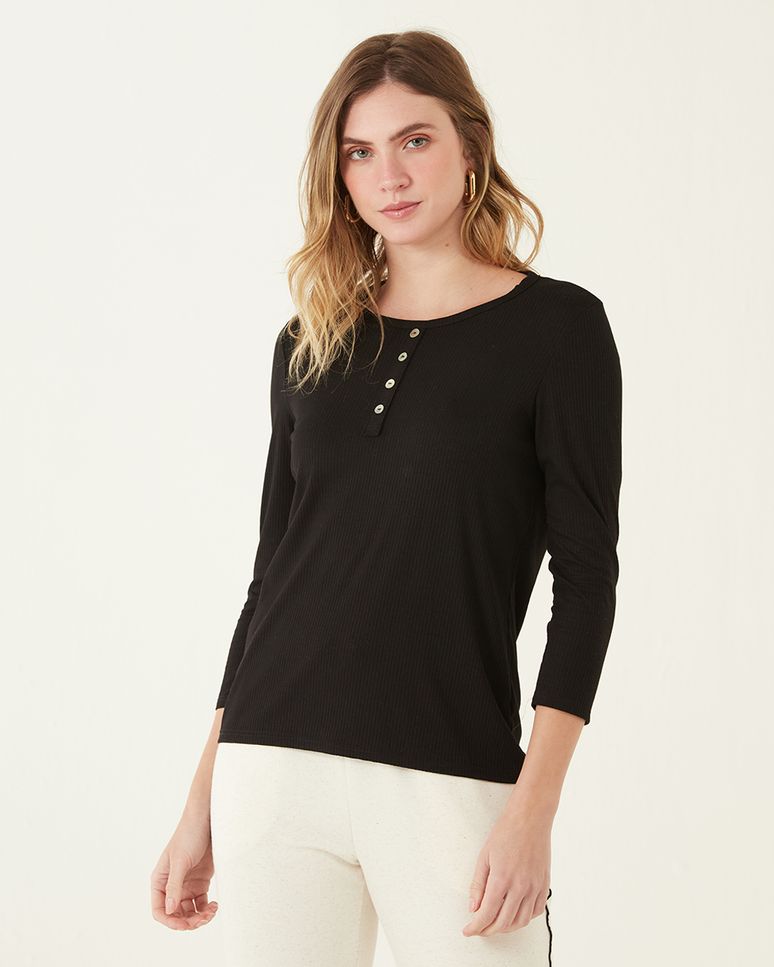Blusa Em Canelado De Viscose Malwee