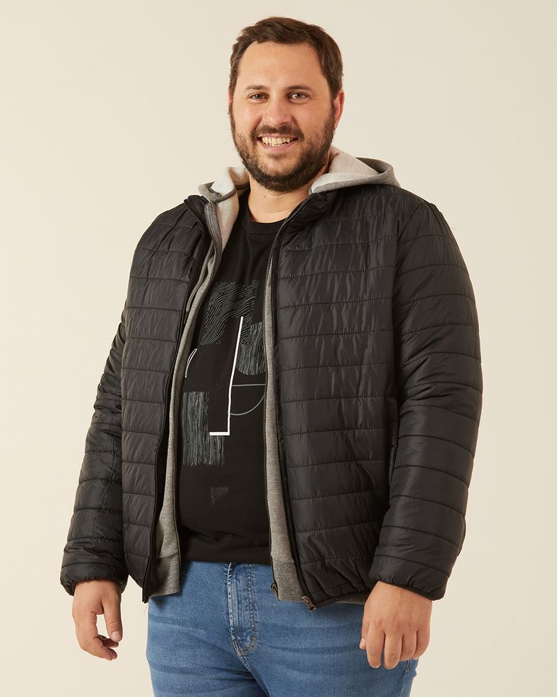 Jaqueta Puffer Masculina Básica com Bolsos Preta - Faz a Boa!