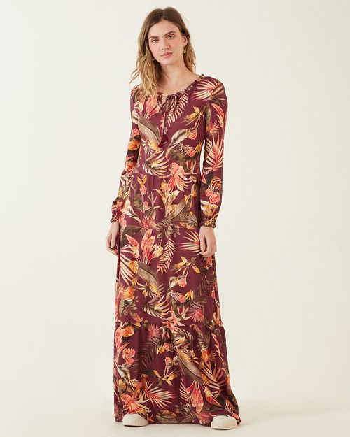Vestido Folhagem Em Viscose Conforto Malwee