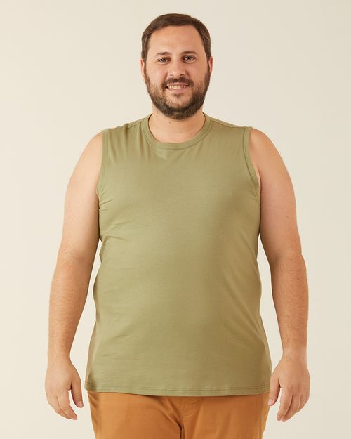 Regata Básica Masculina Plus Size Cava Ajustada Em Algodão
