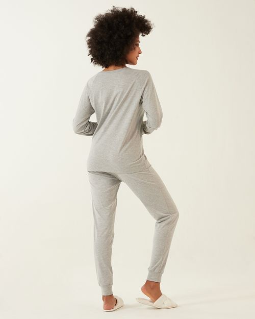 Pijama Ursinho Em Meia Malha Mescla Malwee