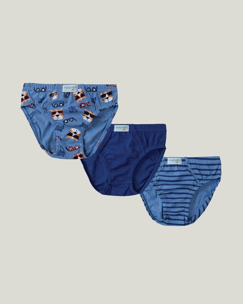 Kit 3 Cuecas Slip Infantis Menino Em Algodão Malwee Kids