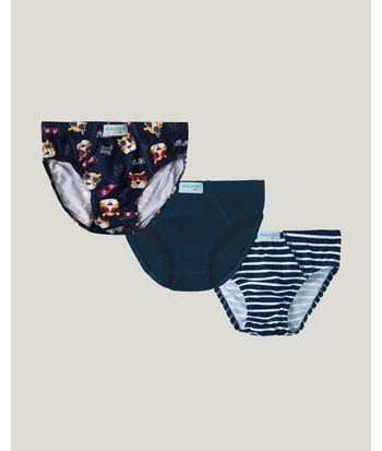 Kit 3 Cuecas Slip Infantis Menino Em Algodão Malwee Kids