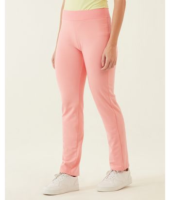 Calça Básica Feminina Cós Elástico Em Moletom Stretch Flanelado