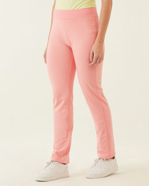Calça Básica Feminina Cós Elástico Em Moletom Stretch Flanelado