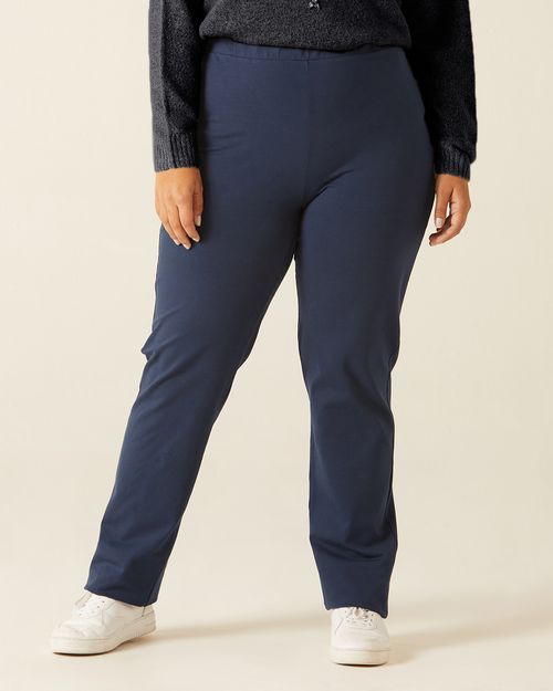 Calça Legging Básica Feminina Plus Size Em Cotton