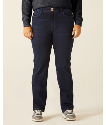 Calça Feminina Plus Size Reta Em Flex Jeans