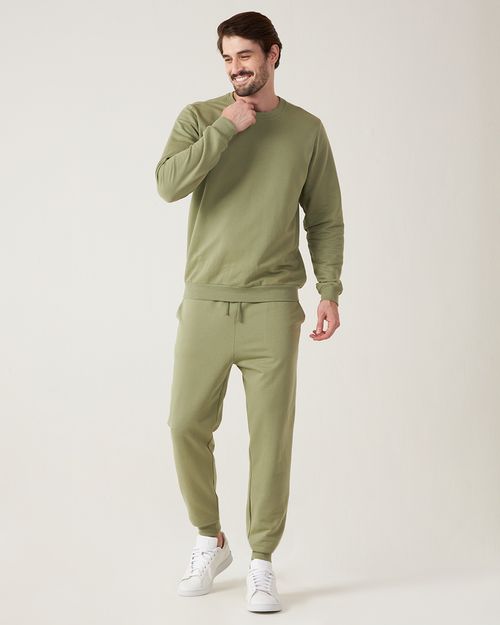 Calça Básica Masculina Jogger Em Moletom Flanelado