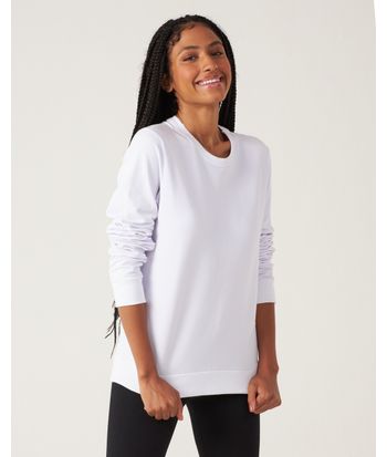 Blusão Básico Feminino Decote Redondo Em Moletom Stretch Flanelado