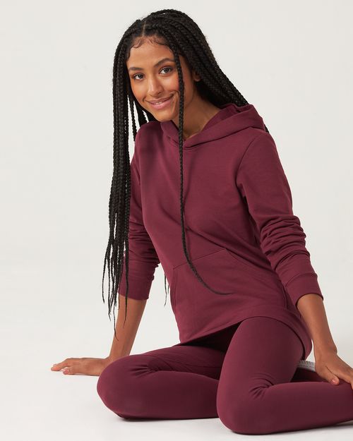 Blusão Básico Feminino Com Capuz Moletom Stretch Flanelado