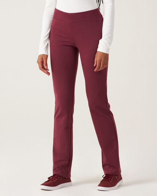Calça Básica Feminina Cós Elástico Em Moletom Stretch Flanelado