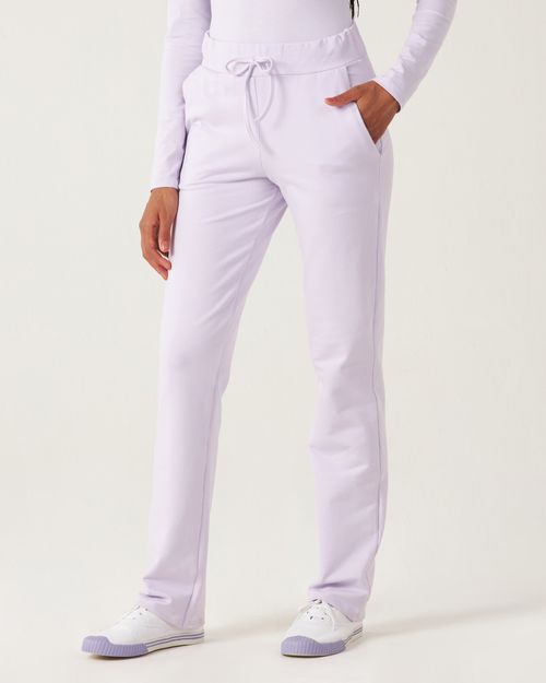 Calça Básica Feminina Reta Em Moletom Stretch Flanelado