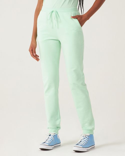Calça Básica Feminina Jogger Bolso Faca Em Moletom Stretch Flanelado