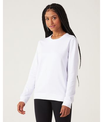 Blusão Básico Feminino Decote Redondo Em Moletom Stretch Flanelado