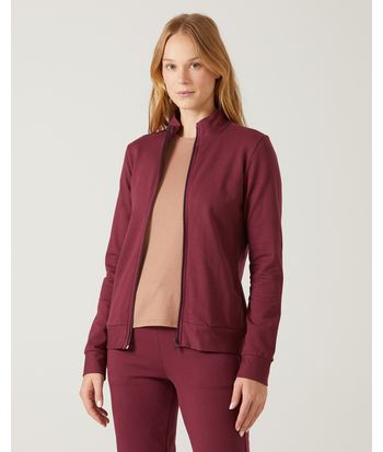Jaqueta Básica Feminina Gola Alta Moletom Stretch Flanelado