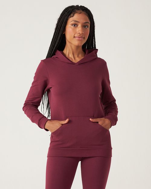 Blusão Básico Feminino Com Capuz Moletom Stretch Flanelado