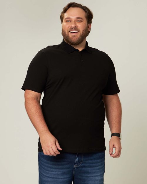 Camisa Polo Básica Masculina Plus Size Gola Esporte Em Piquet