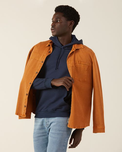 Blusão Básico Masculino Com Capuz Em Moletom Flanelado