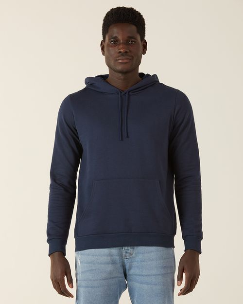 Blusão Básico Masculino Com Capuz Em Moletom Flanelado