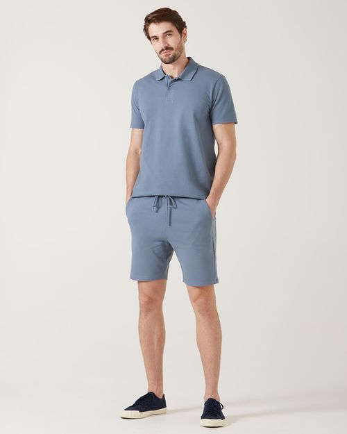 Bermuda Básica Masculina Slim Fit Bolso Faca Em Moletom Stretch