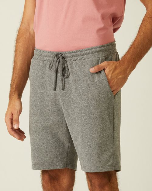 Bermuda Básica Masculina Slim Fit Bolso Faca Em Moletom Stretch