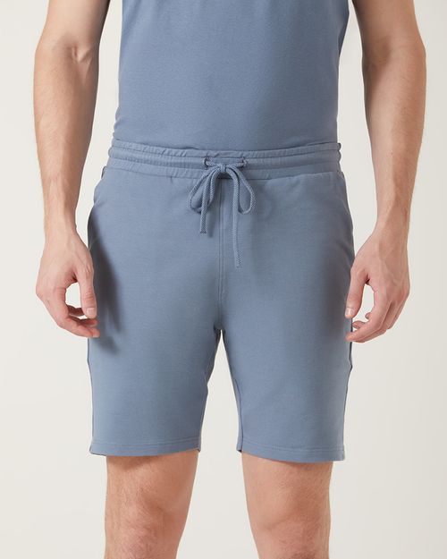 Bermuda Básica Masculina Slim Fit Bolso Faca Em Moletom Stretch