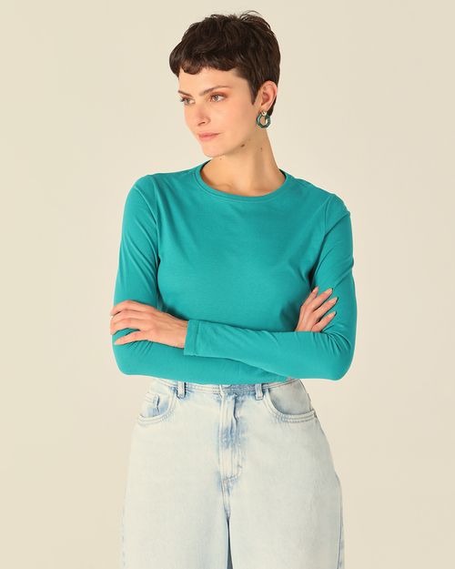 Blusa Básica Feminina Decote Redondo Em Meia Malha