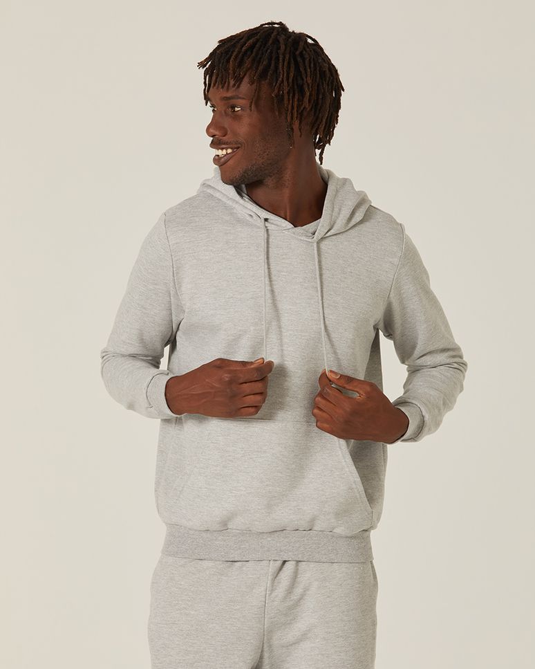 Blusão Básico Masculino Com Capuz Em Moletom Flanelado