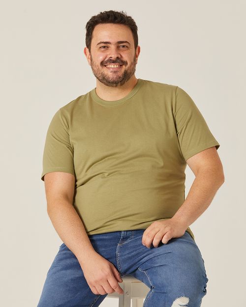 Camiseta Básica Masculina Plus Size Decote Redondo Em Algodão