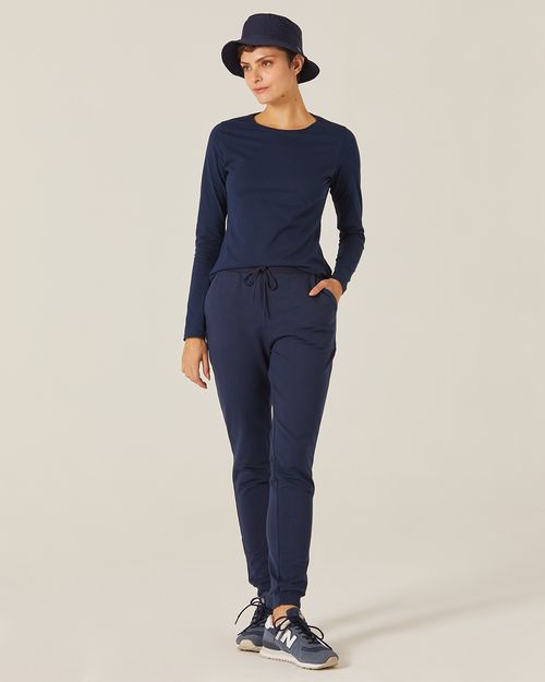 Calça Básica Feminina Jogger Em Moletom Stretch