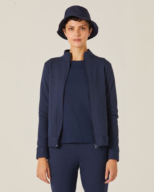 Jaqueta Básica Feminina Gola Alta Moletom Stretch Flanelado