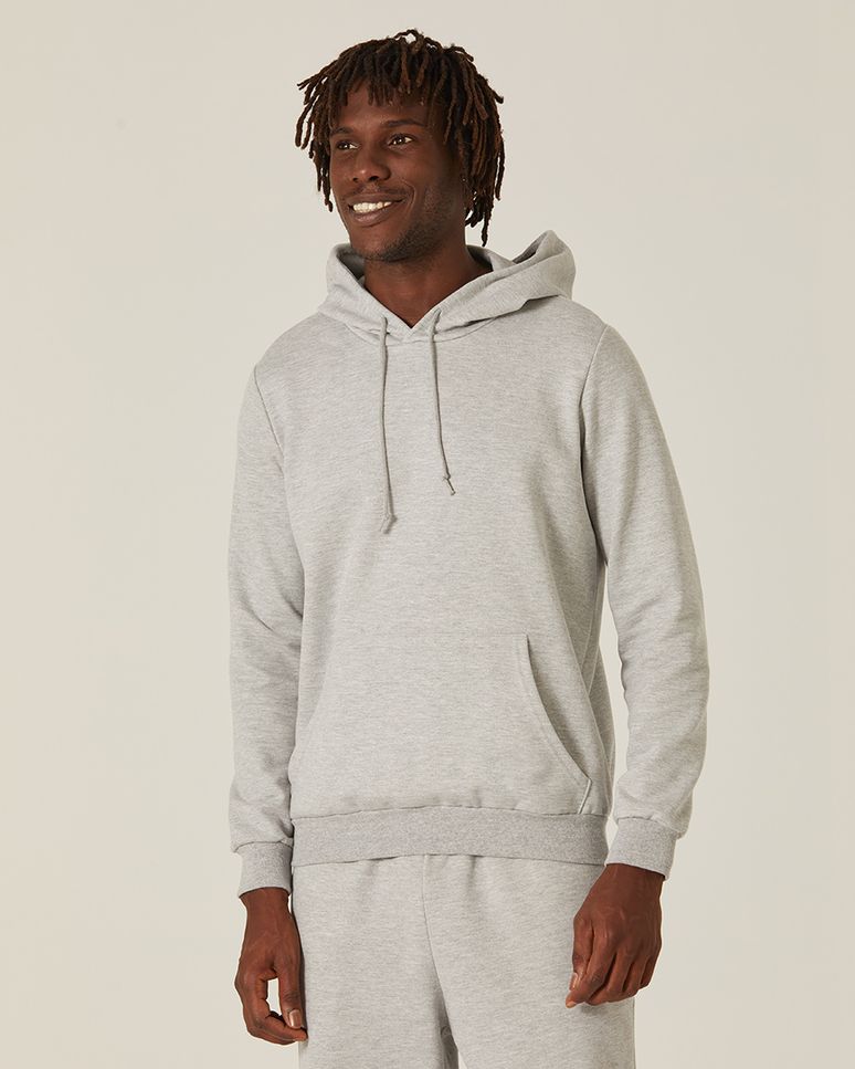 Blusão Básico Masculino Com Capuz Em Moletom Flanelado