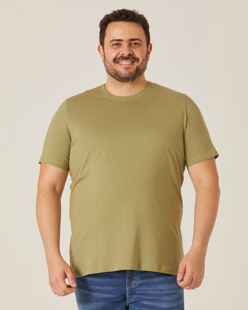 Camiseta Básica Masculina Plus Size Decote Redondo Em Meia Malha