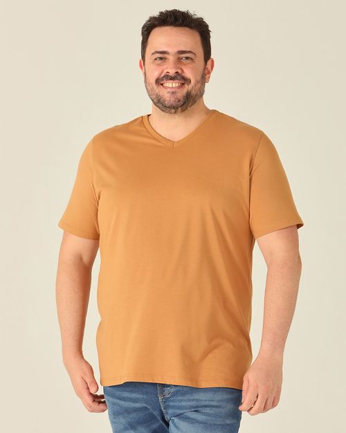 Camiseta Básica Masculina Plus Size Decote V Em Algodão
