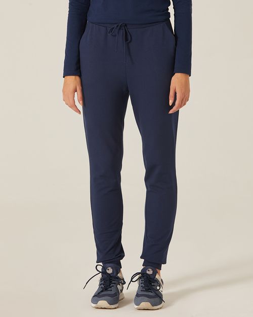 Calça Básica Feminina Jogger Em Moletom Stretch
