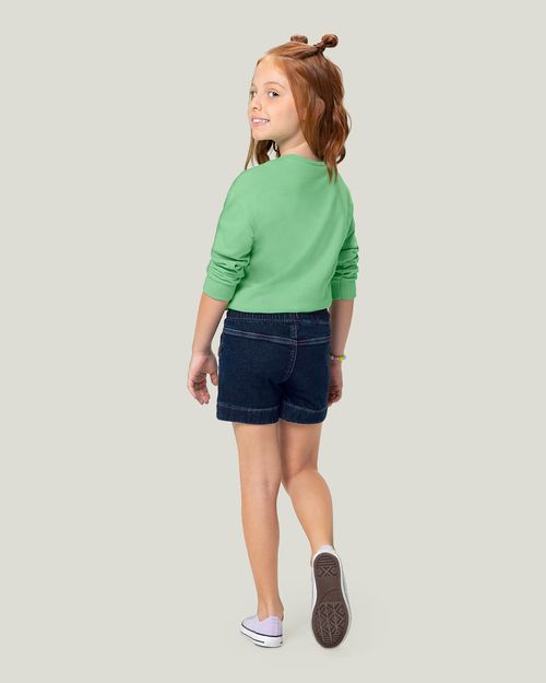 Shorts Infantil Menina Com Cadarço Jeans Moletom Malwee Kids