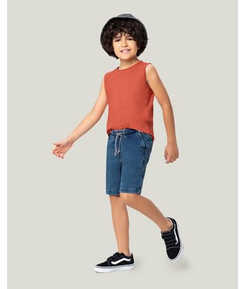 Bermuda Infantil Menino Comfort Em Jeans Moletom Malwee Kids