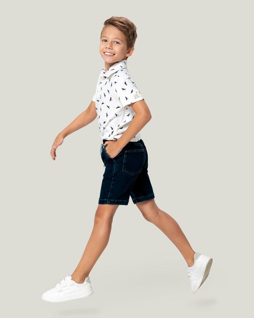 Bermuda Infantil Menino Comfort Em Jeans Moletom Malwee Kids