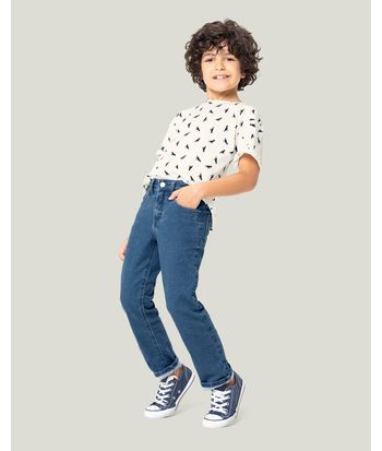 Calça Infantil Menino Slim Em Jeans Moletom Malwee Kids