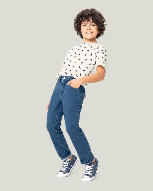 Calça Infantil Menino Slim Em Jeans Moletom Malwee Kids