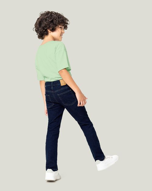 Calça Infantil Menino Slim Em Jeans Moletom Malwee Kids