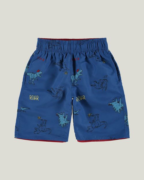 Bermuda Infantil Menino Dupla Face Dinos Em Tafetá Malwee Kids