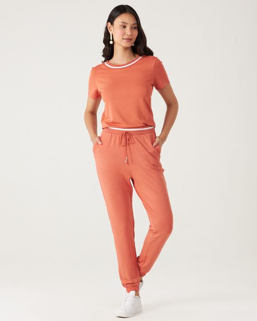 Calça Básica Feminina Jogger Em Moletinho De Viscose