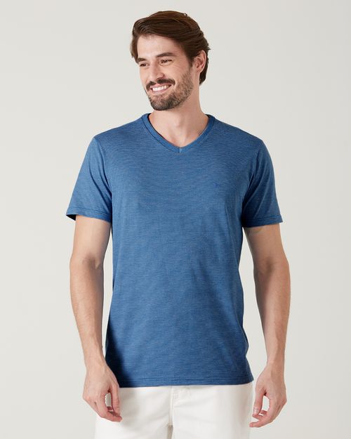 Camiseta Básica Masculina Decote V Em Malha Fio A Fio