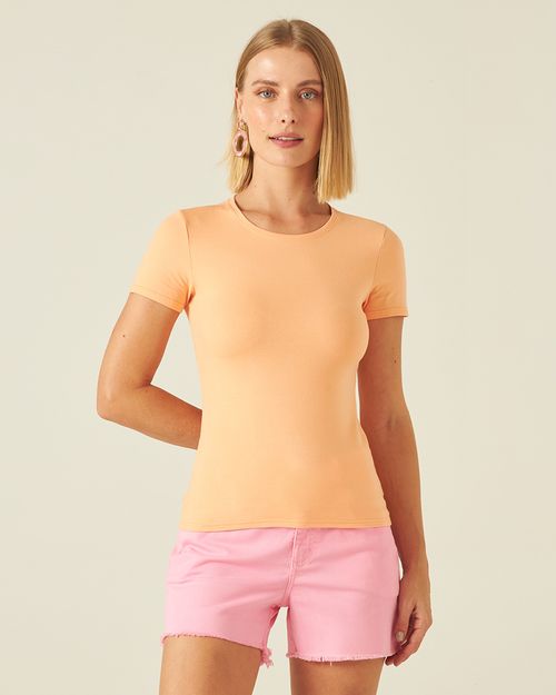 Blusa Básica Feminina Decote Redondo Em Algodão